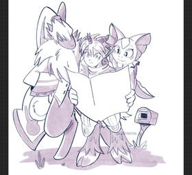 anthro claws female fluffy fluffy_chest group hooves long_ears male map size_difference trio luxinova bandai_namco digimon aegiomon digimon_(species) elizamon humanoid scalie symbareangoramon hi_res