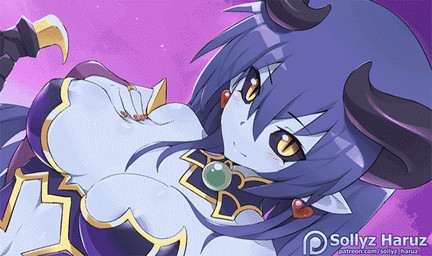 blush breasts cleavage clothed clothing ear_piercing ear_ring female horn looking_at_viewer open_mouth patreon_logo piercing pointy_ears ring_piercing solo text wings sollyz patreon humanoid succubus 2017 2d_animation alternate_version_at_source animated artist_name dithering motion_tweening url