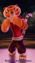 anthro clothed clothing female looking_at_viewer solo rubber_(artist) dreamworks kung_fu_panda master_tigress felid mammal pantherine tiger 3d_(artwork) 3d_animation 9:16 animated digital_media_(artwork) hi_res no_sound short_playtime webm