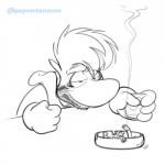 ashtray cigarette glass simple_background smoke stubble white_background pepverbsnouns rayman_(series) ubisoft rayman raypeople_(rayman) 1:1 monochrome