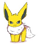 3_toes ambiguous_gender blue_eyes feet feral fluffy fur kemono looking_at_viewer neck_tuft paws quadruped simple_background smile smug solo tail toes tuft white_background white_body white_fur yellow_body yellow_fur inukami_hikari nintendo pokemon eeveelution generation_1_pokemon jolteon mammal pokemon_(species) 2019 digital_media_(artwork) full-length_portrait portrait