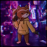 anthro bottomless clothed clothing fur gun handgun holding_gun holding_object holding_ranged_weapon holding_weapon hoodie male pistol pistol_out pistols ranged_weapon smile solo topwear weapon conditional_dnp muffinlewds chillhop chillhop_raccoon mammal procyonid raccoon 1:1 digital_media_(artwork) hi_res