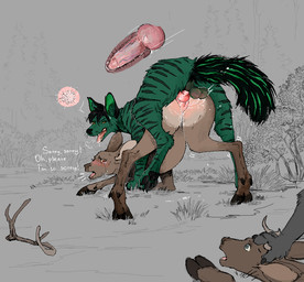 bodily_fluids close-up cuckold cum duo female female_feral female_penetrated feral feral_on_feral feral_penetrated forced forced_to_watch from_behind_position genital_fluids genitals impregnation interspecies interspecies_impregnation looking_at_another male male/female male_penetrating male_penetrating_female mating_season ovum penetration penis rape rear_view sex sperm_cell vulva jeffusherb canid canine deer fox mammal