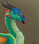 blep female feral horn multicolored_body solo tongue tongue_out apollyondragon mythology wings_of_fire glory_(wof) dragon mythological_creature mythological_scalie scalie 2023 digital_media_(artwork) half-length_portrait portrait signature