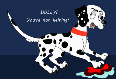 black_ears black_spots blue_background cleaning collar feral fur green_eyes heterochromatic_ears male red_collar simple_background solo spots toony white_body white_fur white_spots doodlemanpinscher 101_dalmatian_street 101_dalmatians disney dylan_(101_dalmatians) canid canine canis dalmatian domestic_dog mammal absurd_res hi_res