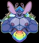 abs antennae_(anatomy) anthro anthrofied beach big_bulge big_ears big_muscles big_nipples biped black_claws blue_body blue_fur blue_nose bulge claws clothing dipstick_antennae erect_nipples front_view fur hands_on_hips head_tuft huge_bulge huge_muscles hyper hyper_bulge lgbt_pride looking_at_viewer male multicolored_antennae multicolored_clothing multicolored_swimming_trunks multicolored_swimwear muscular nipples notched_ear outline palm_tree pattern_clothing pecs plant pride_color_clothing pride_color_swimming_trunks pride_color_swimwear pride_colors rainbow_pride_colors seaside six-stripe_rainbow_pride_colors solo striped_clothing stripes swimming_trunks swimwear text tree tuft kokoro-doll 6/26 disney lgbt_pride_month lilo_and_stitch stitch_(lilo_and_stitch) alien experiment_(lilo_and_stitch) 2022 alpha_channel digital_media_(artwork) english_text hi_res