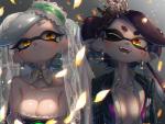 breasts cleavage clothed clothing collar duo female glistening glistening_body glistening_clothing glistening_hair hair partially_clothed pseudo_hair smile tentacle_hair tentacles hizake nintendo splatoon callie_(splatoon) marie_(splatoon) squid_sisters_(splatoon) animal_humanoid cephalopod cephalopod_humanoid humanoid inkling marine marine_humanoid mollusk mollusk_humanoid hi_res portrait cousins_(lore)