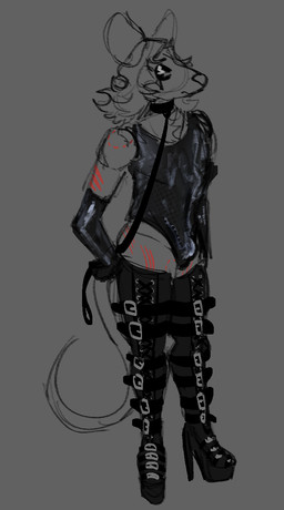 anthro armwear bite_mark bodysuit boots claw_marks clothing collar elbow_gloves footwear gloves handwear high_heeled_boots high_heels latex latex_clothing latex_gloves latex_handwear latex_skinsuit leash legwear male shoes simple_background skinsuit solo tail thigh_boots thigh_highs tight_clothing ratrat13 vlad_cool mammal murid murine rat rodent