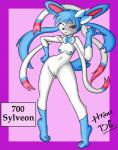 2018 absurd_res anthro anthrofied areola breasts caption_box clitoris eeveelution female generation_6_pokemon genitals hi_res hitori09 id_number kagami_hiiragi mammal nintendo nipples nude number one_eye_closed pink_text_box pokedex_number pokemon pokemon_(species) pokemorph pussy shiny_pokemon small_breasts smile solo species_name standing sylveon text text_box wink