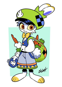 anthro bow_tie carrot clothed clothing flat_cap food hat headgear headwear holding_carrot holding_food holding_object holding_vegetable male plant scut_tail short_tail solo tail vegetable nelnal lagomorph leporid mammal rabbit
