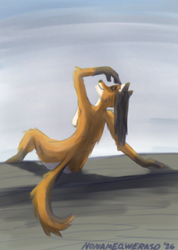 anthro back_boob breasts brown_body brown_fur butt canine_nose canine_tail cheek_tuft countershade_breasts countershade_butt countershade_face countershade_torso countershading digitigrade eyes_closed facial_tuft female fur fur_tuft gloves_(marking) hair head_tilted_back inner_ear_fluff leaning leaning_backward leaning_on_hand leg_markings long_hair markings medium_breasts mouth_closed multicolored_body multicolored_fur nude orange_body orange_fur outside pointy_ears pose rear_view shading_eyes simple_background sitting smile snout socks_(marking) solo tail tuft white_body white_fur nonameqwerasd florianne_(nonameqwerasd) canid canine fox mammal 2026 absurd_res digital_drawing_(artwork) digital_media_(artwork) digital_painting_(artwork) hi_res painting_(artwork) pinup shaded signature