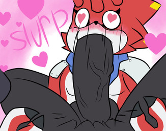 anthro black_body blush duo erection fellatio genitals heart_eyes heart_symbol horn male male/male oral penile penis red_body scarf sex vein veiny_penis d_demondragon sveemon bandai_namco digimon glizzy_gobbler betelgammamon digimon_(species) gulusgammamon scalie hi_res meme