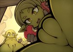 apple eating female food fruit genitals green_body green_skin group hair not_furry plant plump_labia pussy short_hair thick_thighs trio noise_(artist) goblin humanoid hi_res