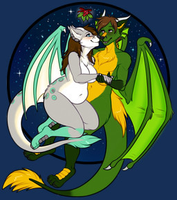anthro back_rolls belly belly_overhang blue_eyes convenient_censorship duo female hand_holding holly_(plant) horn male male/female membrane_(anatomy) membranous_wings navel nude plant purple_eyes romantic romantic_couple slightly_chubby slightly_chubby_female smile tail tail_tuft tuft weight_difference wings porin mythology canid canine dragon hybrid mammal mythological_creature mythological_scalie scalie alpha_channel digital_media_(artwork) hi_res