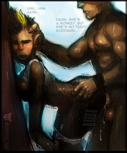 alcohol anthro balls beverage blush bodily_fluids breasts clothing cum cum_inside drunk duo erection female female_penetrated food forced fur genital_fluids genitals hair helpless human_on_anthro interspecies male male/female male_penetrating male_penetrating_female nude open_mouth penetration penis rape science_fiction sex substance_intoxication text vaginal vulva neurodyne yello ape chimpanzee haplorhine human mammal pan_(genus) primate 2015 5:6 english_text