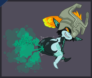 armor bent_over big_butt bubble_butt butt clothing fart fart_cloud fart_fetish female female_farting fused_shadow green_fart_cloud hair headgear headgear_only headwear helmet helmet_only not_furry nude orange_hair presenting presenting_hindquarters red_eyes shortstack smile solo sound_effects text yellow_sclera sorollos nintendo the_legend_of_zelda twilight_princess midna humanoid imp twili digital_media_(artwork) hi_res