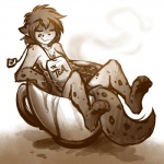 anthro arms_bent bent_legs beverage breasts brown_body brown_fur brown_hair brown_line_art brown_monochrome casual_nudity container convenient_censorship cup digitigrade eyes_closed feet_up female food fur hair hands_in_water in_beverage in_container in_cup legs_out_of_water legs_over_edge markings micro multicolored_body multicolored_fur nude over_edge partially_submerged pawpads raised_surface_support resting_arms resting_legs simple_background smile solo spots spotted_body spotted_fur steam sunken_seat supported_legs tail_out_of_water tail_over_edge tea text two_tone_body two_tone_fur up_and_over white_background white_body white_fur conditional_dnp tom_fischbach twokinds kathrin_vaughan felid hybrid keidran leopard mammal pantherine 1:1 colored_line_art english_text monochrome shaded sketch