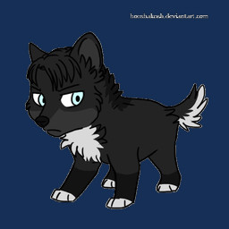 ambiguous_gender black_body black_fur blue_eyes chibi feral feralized frown fur multicolored_body multicolored_fur quadruped solo white_body white_fur ouivon attack_on_titan levi_ackerman canid canine canis mammal wolf 1:1 2013 animated low_res