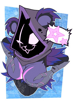 armor breast_play breasts claws clothing female fur gauntlets gloves handwear holding_both_breasts holding_breast hood_up looking_at_viewer one_eye_closed purple_body purple_fur squish wink winking_at_viewer zombie_maykr epic_games fortnite fortnite:_battle_royale raven_team_leader hi_res
