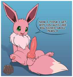animal_genitalia animal_penis anthro balls balls_on_tail big_penis border canine_genitalia canine_penis dialogue erection feet fingers genitals male nude open_mouth penis simple_background sitting smile solo speech_bubble spread_legs spreading tail teeth text toes white_border bitesizedcookie nintendo pokemon eevee generation_1_pokemon mammal pokemon_(species) digital_media_(artwork) english_text hi_res