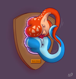 backsack balls bodily_fluids butt butt_focus cum cum_in_vagina cum_inside duo female genital_fluids genitals immobilization inaccurate_knotting living_trophy male male/female motion_lines non-mammal_balls non-mammal_vulva objectification on_display penetration penile penile_penetration penis_in_vagina plaque portal sex stuck stuck_together tails_touching text thinking_with_portals through_wall vaginal vaginal_penetration vulva astral_kobold scalie absurd_res english_text hi_res