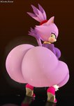 anthro big_breasts big_butt bodily_fluids bottomless breasts butt clothed clothing crouching female footwear hair high_heels huge_butt hyper hyper_butt looking_at_butt looking_at_own_butt looking_back motion_lines ponytail shoes solo sweat sweaty_butt tail thick_thighs topwear twerking cindablimp playbonnie3 sega sonic_the_hedgehog_(series) blaze_the_cat domestic_cat felid feline felis mammal 2024 3d_(artwork) artist_name digital_media_(artwork) hi_res