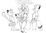 anthro baby big_breasts breast_play breast_suck breastfeeding breasts clothed clothing female greeting group male raised_tail shocked simple_background standing sucking tail text topless white_background young young_anthro eric_schwartz danny_(bluewulv) rod_steele sheila_vixen canid canine fox mammal 2015 english_text mother_(lore) parent_(lore)