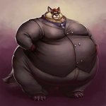 anthro belly big_belly big_butt big_cheeks brown_body brown_fur brown_hair business_suit butt button_(fastener) chubby_cheeks claws clothed clothing eyewear fur glasses hair hand_on_belly hand_on_hip male moobs morbidly_obese morbidly_obese_anthro morbidly_obese_male necktie obese obese_anthro obese_male overweight overweight_anthro overweight_male smile solo standing straining_buttons suit thick_thighs toe_claws wide_hips sugarboy lee_(ere) canid canine canis coyote mammal 1:1 hi_res