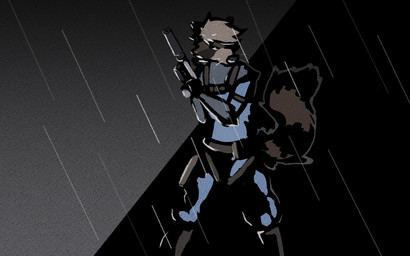 anthro black_shading body_harness gun handgun harness male obscured_eyes pistol raining ranged_weapon simple_background sneaking_suit solo surpressor weapon waschbar konami metal_gear solid_snake waschbar_(character) mammal procyonid raccoon 16:10 absurd_res cel_shading hi_res portrait shaded widescreen