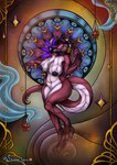 anthro female incense solo stained_glas stained_glass_window tail thalyssa shimmerspawn mythology dragon mythological_creature mythological_scalie scalie hi_res