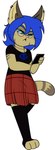 2017 anthro biped black_lipstick blue_eyebrows blue_hair bottomwear breasts brown_markings brown_stripes cheek_tuft clothed clothed_anthro clothed_female clothing colored digital_drawing_(artwork) digital_media_(artwork) ear_piercing ear_ring eyebrows facial_tuft felid feline felis female female_anthro front_view full-length_portrait fur fur_tuft hair hi_res kabula_(artist) kim_maillard lipstick makeup mammal markings piercing portrait prick_ears ring_piercing simple_background solo stripes tan_body tan_fur topwear tuft white_background wildcat