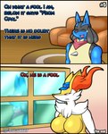 anthro apartment big_breasts blue_body breasts casual_nudity clothed clothing delivery_(commerce) dialogue female fur humor illusion inside male postal_delivery red_body red_fur scarf spying text transformation window yellow_body yellow_fur al_gx nintendo pokemon pokemon_legends_arceus crimson_(al_gx) logan_(al_gx) braixen canid canine generation_4_pokemon generation_6_pokemon generation_8_pokemon hisuian_form hisuian_zoroark lucario mammal pokemon_(species) regional_form_(pokemon) comic english_text hi_res story