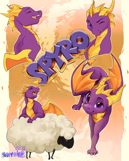 2_horns belly chibi countershading feral front_view happy head_horn horn logo looking_at_viewer membrane_(anatomy) membranous_wings multiple_angles one_eye_closed open_mouth orange_background pattern_background playing purple_body purple_eyes purple_scales scales segmented_tail side_view simple_background sleeping smile solo_focus spade_tail sticker tail text tongue tongue_out wings wink yawn yellow_belly yellow_body young shyryp activision mythology spyro_the_dragon spyro bovid caprine dragon mammal mythological_creature mythological_scalie scalie sheep 4:5 absurd_res collage_(artwork) digital_media_(artwork) hi_res signature sketch_page