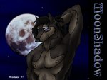 abs anthro biped hair hand_behind_head long_hair looking_at_viewer male moon nipples shirtless solo wooky canid canine canis mammal wolf 1997 4:3 digital_media_(artwork) shaded soft_shading