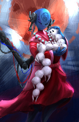 anthro black_eyes black_nose duo feral glistening glistening_eyes headpat holding_another machine multi_leg multi_limb apelairplane rain_world videocult bell_of_gesture_(rain_world) iterator_(rain_world) millipede_(rain_world) robot 2025 colored digital_drawing_(artwork) digital_media_(artwork) hi_res shaded female_(lore)