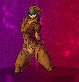 dancing female flat_chested looking_at_viewer not_furry nude pole pole_dancing solo stripper_pole alorix bioware electronic_arts mass_effect fan_character revvi alien turian