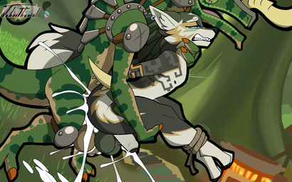 anal anthro armor balls balls_touching bodily_fluids bound claws cum cum_inside cum_on_ground duo foreskin genital_fluids genitals grass hand_on_leg hand_on_neck humanoid_genitalia humanoid_penis legs_tied male male/male markings nipples orgasm outside penis plant precum scales sex standing standing_sex tail tears tree johnithanial nintendo the_legend_of_zelda link_(wolf_form) canid canine canis lizalfos lizard mammal reptile scalie wolf 16:10 hi_res widescreen
