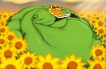 belly big_belly big_breasts big_butt black_clothing black_eyes black_shirt black_topwear blue_sky breasts butt clothing cloud eyelashes eyewear eyewear_on_head fat_rolls female flower freckled_face freckles goggles goggles_on_head green_body huge_belly huge_breasts huge_butt hyper hyper_belly hyper_breasts hyper_butt immobile leaf leaf_arms light light_beam looking_at_viewer morbidly_obese morbidly_obese_female morbidly_obese_humanoid not_furry obese obese_female obese_humanoid orange_face outside overweight overweight_female overweight_humanoid petal_hair petals plant pseudo_hair red_eyewear red_goggles shirt sitting sky smile smiling_at_viewer solo sunbeam sunflower sunlight teeth three-quarter_view topwear yellow_petals yellow_sclera yellow_teeth shweetmagnet electronic_arts plants_vs._zombies plants_vs._zombies_heroes popcap_games solar_flare_(pvz) elemental_creature elemental_humanoid flora_fauna flower_creature humanoid plant_humanoid sunflower_(pvz) 2022 absurd_res colored digital_media_(artwork) hi_res shaded