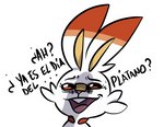 ambiguous_form ambiguous_gender dialogue fur humor nervous open_mouth penis_shadow shadow solo text white_body white_fur dzk nintendo pokemon generation_8_pokemon lagomorph mammal pokemon_(species) scorbunny 2019 headshot_portrait meme portrait spanish_text translated