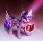 abstract_background angry book cutie_mark feathered_wings feathers female feral fur hair horn magic multicolored_hair purple_body purple_eyes purple_feathers purple_fur solo spread_wings window wings rodrigues404 friendship_is_magic hasbro my_little_pony mythology twilight_sparkle_(mlp) equid equine mammal mythological_creature mythological_equine winged_unicorn 2015