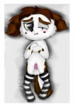 anthro balls bed biped blush bodily_fluids border clothing cum erection fur furniture genital_fluids genitals green_eyes legwear looking_at_viewer lying male mime one_eye_closed open_mouth penis solo stockings white_body white_border white_fur unknown_artist hasbro littlest_pet_shop littlest_pet_shop_(2012) philippe_boudreaux bird_dog canid canine canis domestic_dog french_spaniel hunting_dog mammal spaniel