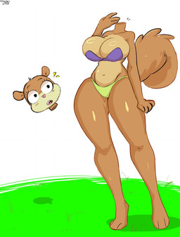 anthro big_breasts bikini breasts cleavage clothed clothing countershading detachable detachable_head female green_body green_countershading headless modular simple_background solo swimwear two-piece_swimsuit white_background iwantcheeseburger european_mythology irish_mythology mythology nickelodeon spongebob_squarepants sandy_cheeks dullahan mammal rodent sciurid tree_squirrel 2025 hi_res