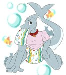 anthro clean_diaper clothed clothing collar diaper diaper_fetish looking_at_viewer male print_diaper solo wearing_diaper juneberrysprout steel_(steelshark) fish marine shark