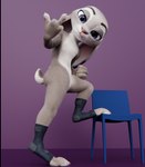 3_toes anthro clothing ears_down eyebrows eyes_closed feet female foot_on_chair footwear fur furniture gesture grey_body grey_fur hand_gesture middle_finger multicolored_body nude paws pivoted_ears purple_background purple_eyes raised_eyebrow simple_background solo tail tiptoes toes cotg_(artist) disney zootopia judy_hopps lagomorph leporid mammal rabbit 2024 3d_(artwork) digital_media_(artwork) hi_res reaction_image