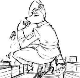 ambiguous_gender anthro army building city clothing destruction dominant dominant_female female hungry macro mega military officer open_mouth rampage size_difference soldier solo uniform vore warrior derionzin anna_morozova canid canine canis domestic_dog husky mammal nordic_sled_dog spitz hi_res monochrome