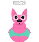 anthro big_butt bottomwear brown_eyes bulge butt clothed clothing eyebrows front_view fur green_bottomwear green_clothing green_shorts hand_on_butt looking_at_viewer male navel nipples open_mouth pink_body pink_fur shorts simple_background solo standing surprise surprised_expression text thick_thighs topless topless_male white_background d0ncassidy hoops_and_yoyo hoops_(hoops_and_yoyo) domestic_cat felid feline felis mammal digital_media_(artwork) english_text meme