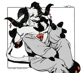 anthro clothing fur horn kigurumi looking_at_viewer male onesie simple_background sitting solo tail topwear white_body white_fur nagabe lifewonders live_a_hero vlaham bovid caprine goat mammal 2025