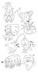 dialogue duo eyewear facial_hair female feral glasses male mustache sexual_harassment sleeping smile solo sound_effects text vowelless vowelless_sound_effect wheel wings zzz margoanimates oney_plays sega slightly_artistic sonic_the_hedgehog_(series) amy_rose catbus dr._eggman knuckles_the_echidna miles_prower rouge_the_bat sonic_the_hedgehog bat canid canine eulipotyphlan fox hedgehog human mammal english_text hi_res monochrome multiple_images