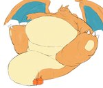 anthro belly featureless_crotch feral fire immobile lying male morbidly_obese obese on_back orange_body overweight solo spread_legs spreading tail tailbutt tapering_tail thick_tail weight_gain white_body wide_crotch yellow_belly zephy_03 mythology nintendo pokemon charizard dragon generation_1_pokemon mythological_creature mythological_scalie pokemon_(species) scalie absurd_res hi_res