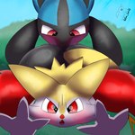 anal big_butt blush bodily_fluids butt butt_from_the_front duo female male male/female oral rimming sex sweat sweaty_butt vulpine_corvid nintendo pokemon braixen generation_4_pokemon generation_6_pokemon lucario pokemon_(species) 1:1 absurd_res hi_res